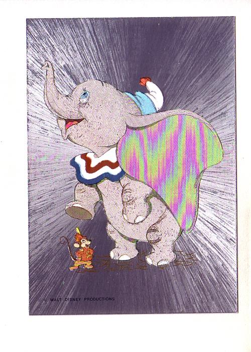 Dumbo the Elephant Mouse, Silver Foil Walt Disney Cartoon Postcard, Dufex,