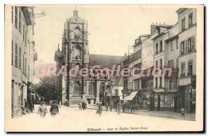 Postcard Elbeuf Old street and church St. John