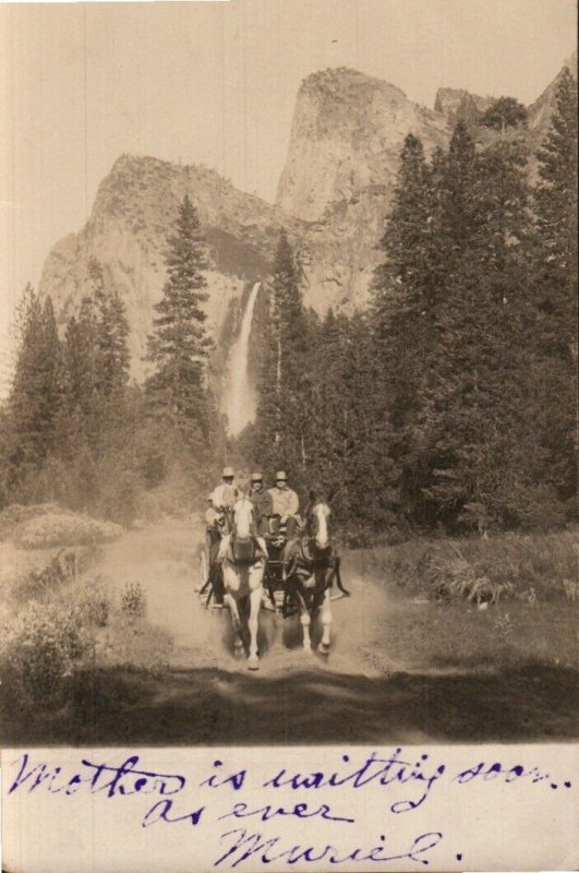 Vintage Real Photo Postcard, Old west stagecoach in western US, c1920s. pb16