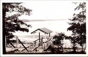 Real Photo Postcard Canterbury Park, Big Star Lake in Baldwin, Michigan