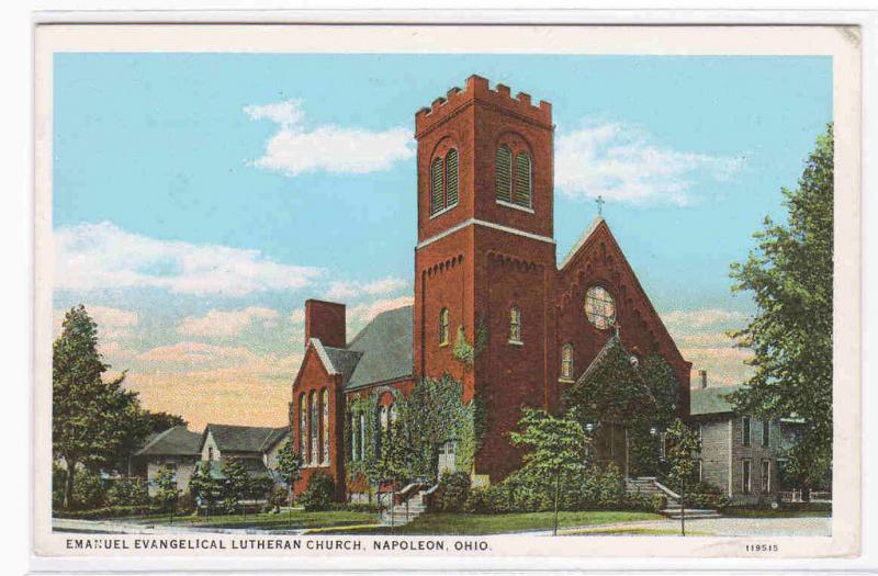 Emanuel Ev Lutheran Church Napoleon Ohio postcard