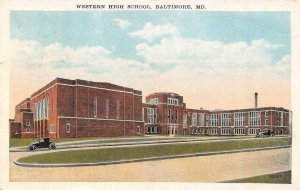 BALTIMORE, MD Maryland   WESTERN HIGH SCHOOL   c1920's Car  1930 Postcard