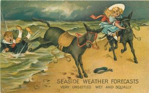 Bucking horse Comic Humor Forecast 1909 Seaside Weather Postcard 20-9464