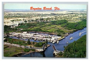 Vintage 1962 Postcard Panoramic Harbor View & Boats Boynton Beach Florida