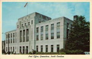 USA Flag Post Office Greensboro, North Carolina  Postcard