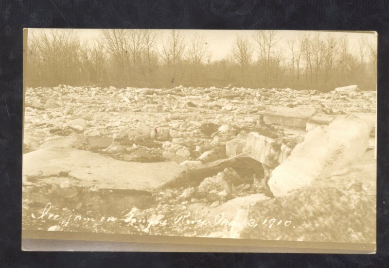 RPPC SALEM NORTH DAKOTA ND RIVER ICE JAM FROZEN VINTAGE REAL PHOTO POSTCARD