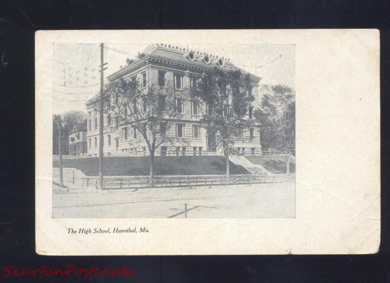 HANNIBAL MISSOURI THE HIGH SCHOOL BUILDING ANTIQUE VINTAGE POSTCARD MO.