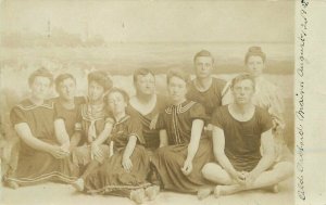 Old Orchard Maine Bathing Suit Photo shoot group RPPC Photo Postcard 21-9967