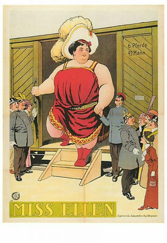 Miss Ellen Giantess Fat Lady Circus Sideshow Modern Postcard