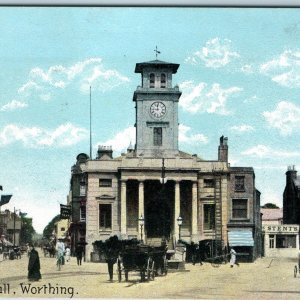 c1910s Worthing Sussex England Town Hall Blank Back Postcard Litho Photo UK A207