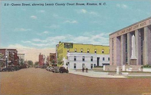 North Carolina Kinston Queen Street Showing Lenoir County Court House