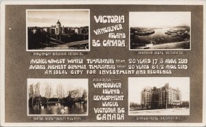 Victoria BC Multiview Harbour Ships Empress Hotel The Happy City RP Postcard G74