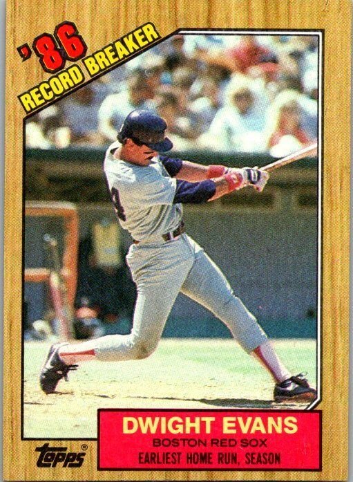 1987 Topps Baseball Card '86 Record Breaker Dwight Evans Boston Red Sox ...