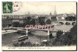 Postcard Old Paris Panorama of the Seine took the Pont des Arts Eiffel Tower