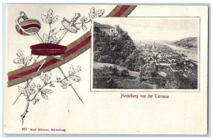 c1905 Swords Leaf View of Heidelberg From The Terrace Germany Postcard