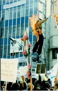 Vtg Teheran Jimmy Carter Burned In Effigy By Iranian Revolutionaries Postcard