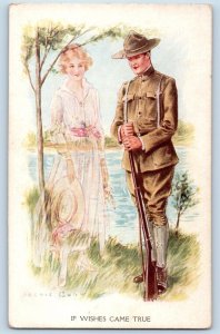 Archie Gunn Artist Signed Postcard Soldier Couple Romance If Wishes Came True