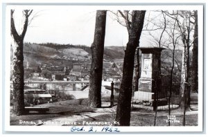 c1940's Daniel Boone's Grave Frankfort Kentucky KY RPPC Photo Vintage Postcard