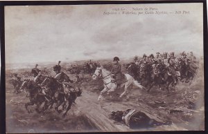 P1560 old unused postcard napoleon a waterloo running horses french/belgium/