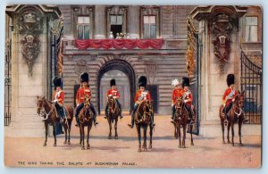 England Postcard The King Taking The Salute at Buckingham c1910 Oilette Tuck Art