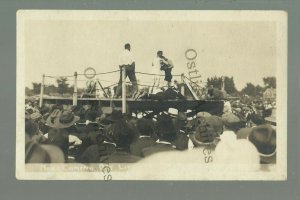 Little Falls MINNESOTA RPPC 1919 BOXING BOUT Boxers Mike & Tommy Gibbons REF