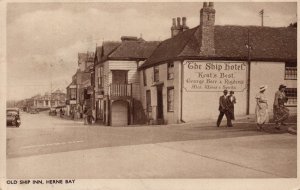 Old Ship Inn Big Ales Wines Spirits Signpost Herne Bay Kent Postcard