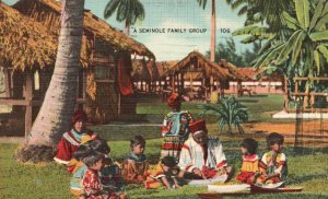 Vintage Postcard 1947 A Family Group Native American Survivors Brilliant Garment