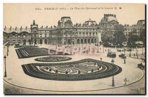 Old Postcard Paris 1 stop Place du Carrousel and the Louvre