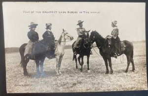 Mint USA Real Picture Postcard Cowgirls 4 Of The Greatest Lady Riders World