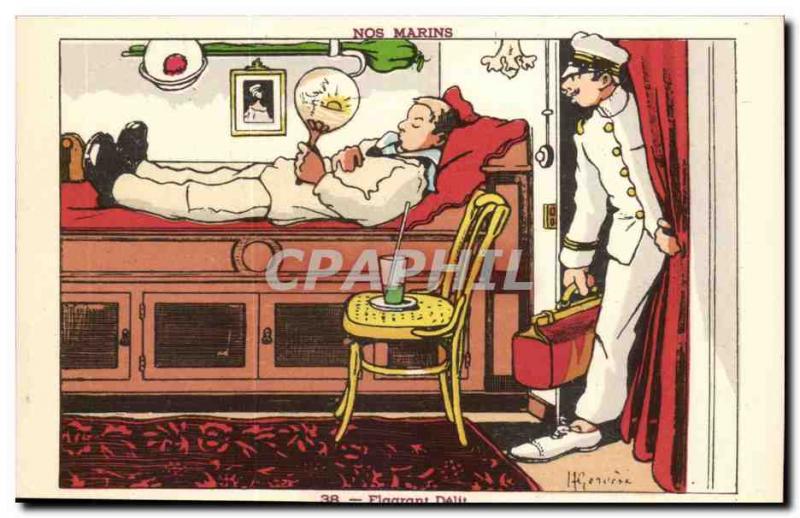 Our Sailors Flagrant Delit-boat-Postcard Old Illustrator Gervese
