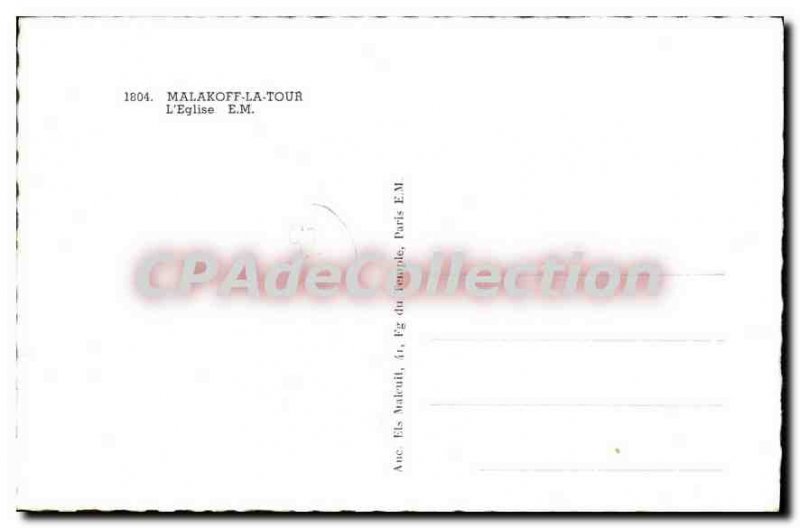 Postcard Old Malakoff Tower Church