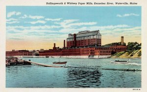 Hollingsworth & Whitney Paper Mills, Waterville, Maine, Early Postcard, Unused