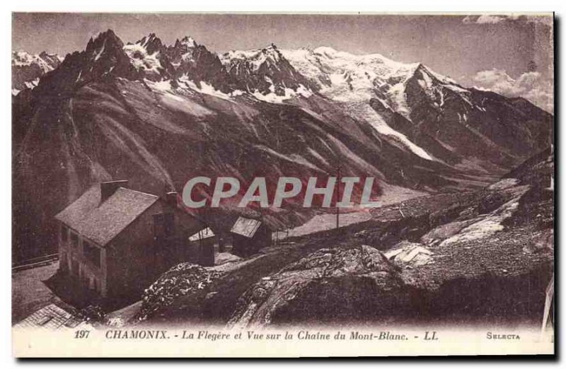 Old Postcard Chamonix The Flegere and views of Mont Blanc Chain