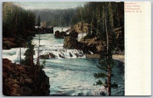 Vtg Wyoming WY Rapids Upper Falls Yellowstone National Park 1900s Postcard