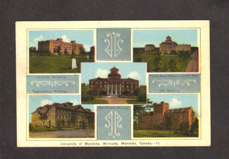 MB University of Manitoba Winnipeg Canada Carte Postale Postcard Multiview