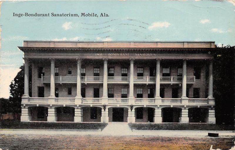 MOBILE AL INGE BONDURANT SANATORIUM  POSTCARD  c1911