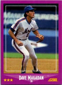 1988 Score Baseball Card Dave Magaden New York Mets sk20615