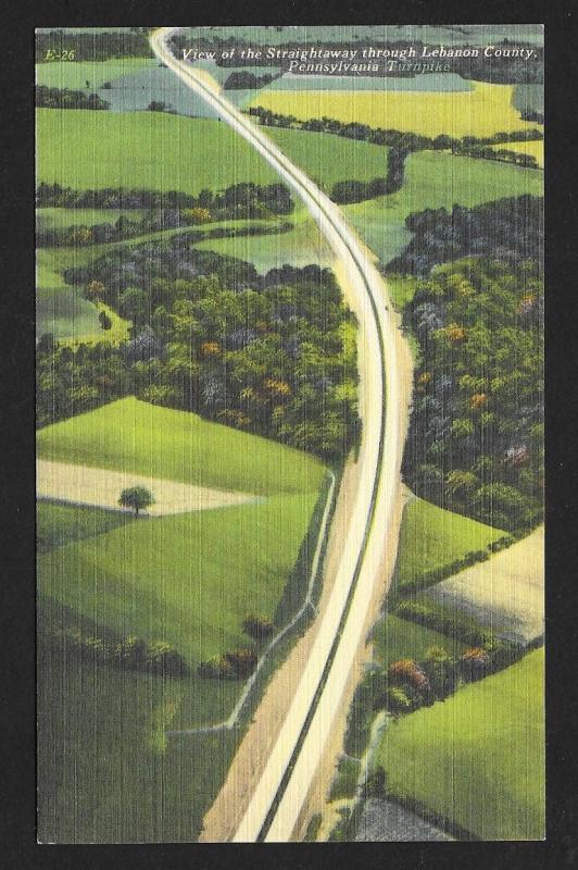 Air View Lebanon County Pennsylvania Turnpike Unused c1940s