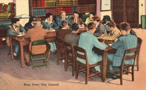 Boys Town Council Father Flanagan's Boys Home Omaha NE Vintage Postcard c1930