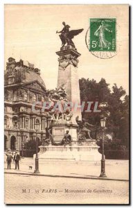 Old Postcard Paris Louvre Gambetta Monument