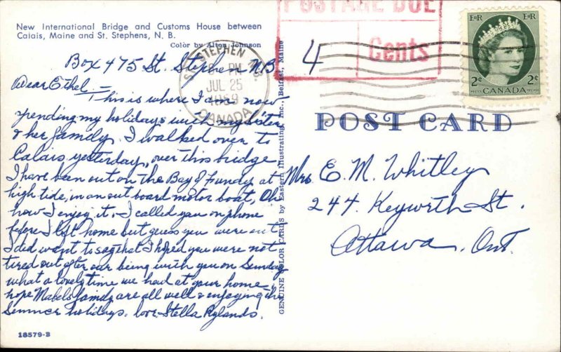 St Stephens New Brunswick NB Gulf Gas Station Vintage Postcard