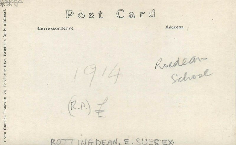 Real photo postcard Rottingdean E. Sussex Roedean School dated 1914