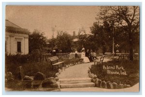 c1940s View of Federal Park Muncie Indiana IN Unposted Vintage Postcard