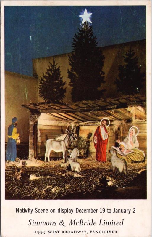 Simmons & McBride Advert Vancouver BC Funeral Home Nativity Scene Postcard E27