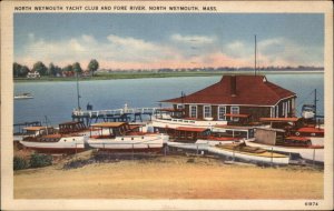 North Weymouth Massachusetts MA Yacht Club Fore River Cape Cod Linen Postcard