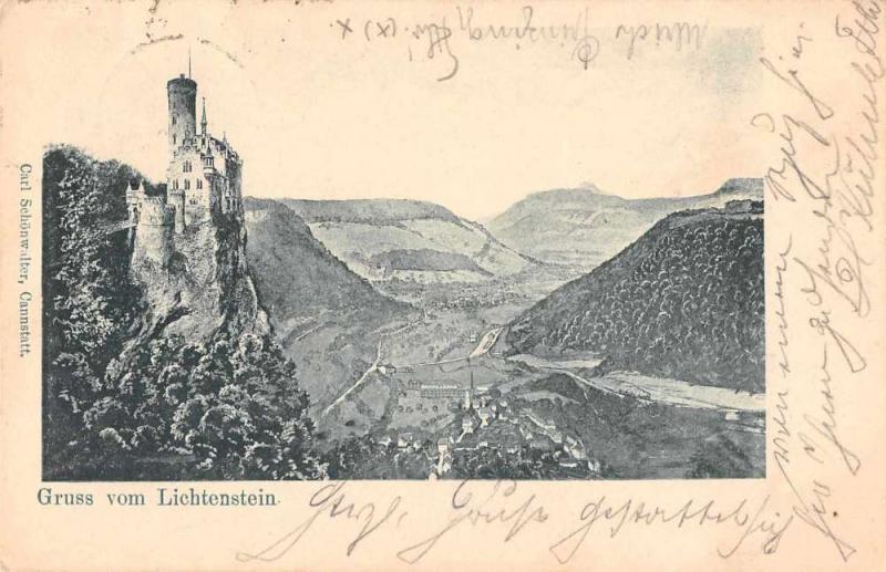 Lichtenstein Germany Castle Scenic View Gruss vom Antique Postcard J66483