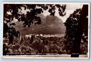 South Africa Postcard University of Cape Town Devil’s Peak c1920's RPPC Photo