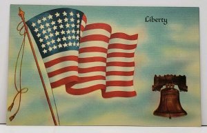 US Flag LIBERTY Tichnor 1940s Unused Linen Flag Series Postcard G7