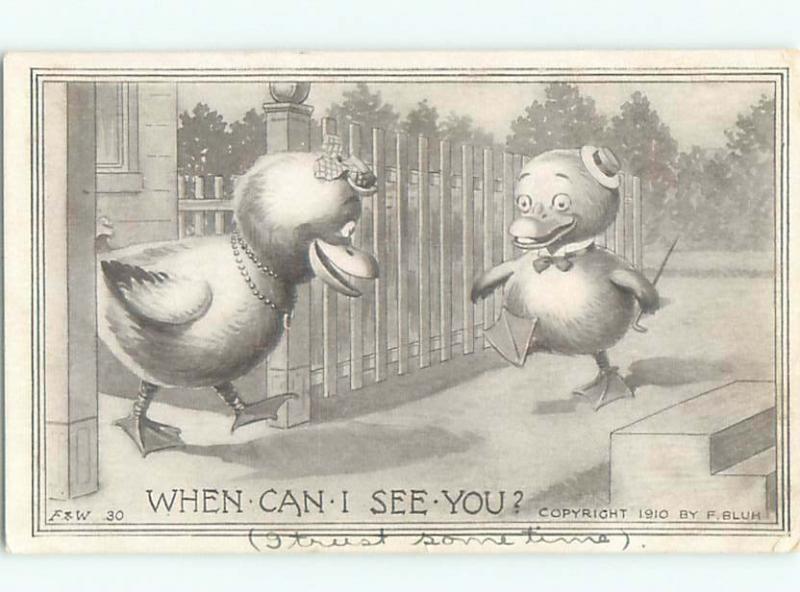 Pre-Linen Comic HUMANIZED DUCKS WEARING CLOTHING AB9203