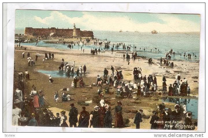 Lighthouse, Beach & Battery, New Brighton, England, UK, 1910-1920s